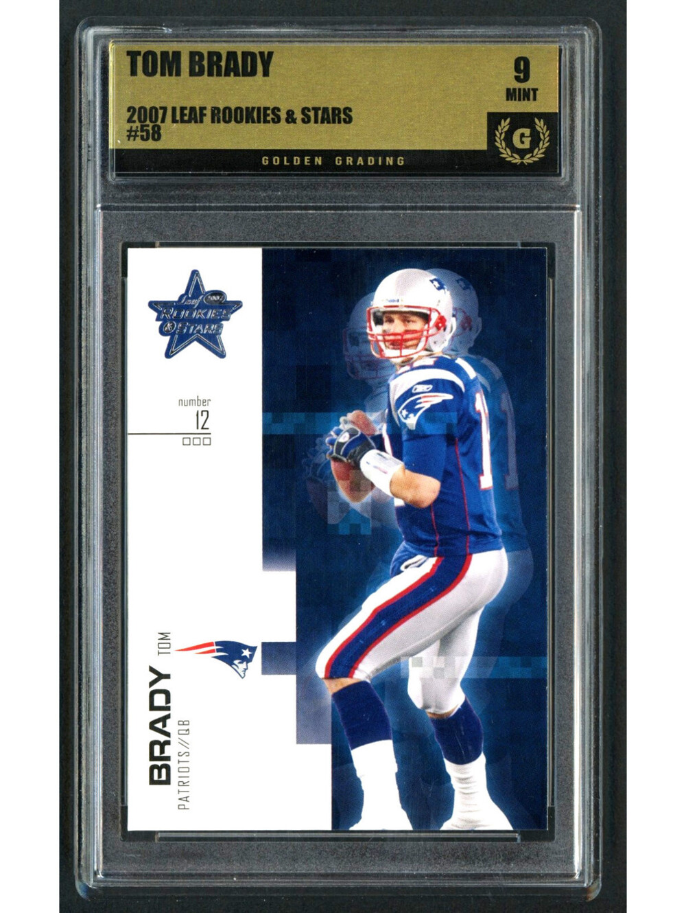 2007 Leaf Rookies & Stars #58 Tom Brady New England Patriots Graded 9 Mint